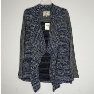 NWT Lucky Brand Women's Cardigan Sz L Boucle Knit Casual Mixed Media Art to Wear